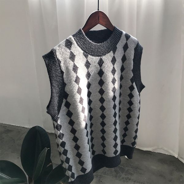 

ретро жилет женщин 2020 весной новый ретро дикого плечо вязать жилет без рукавов свитера женщин, Black;white