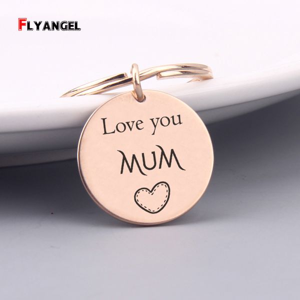 

lettering love you mum keychain chic engraved keyring gifts for mom mother's day charm jewelry key holer, Silver
