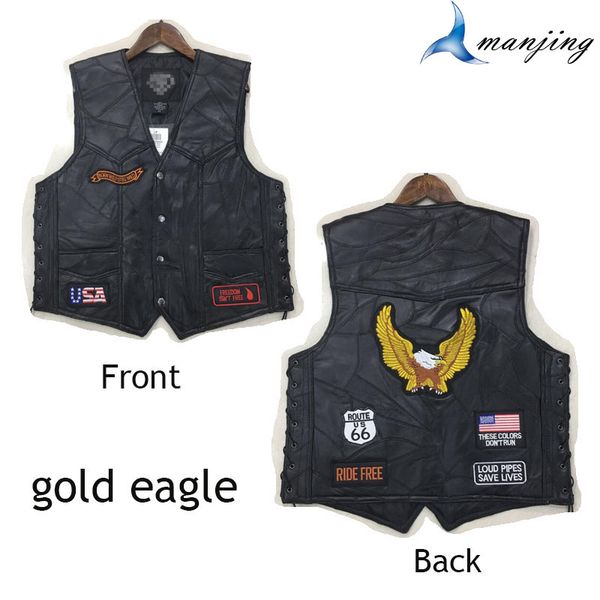 

eagel symbols genuine leather harlly dv motobike vest us flag eagle biker vests men club waistcoat windproof