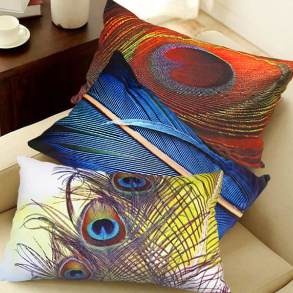 Peacock Feather Cushion Covers 30x50cm Luxury Decorative Pillows
