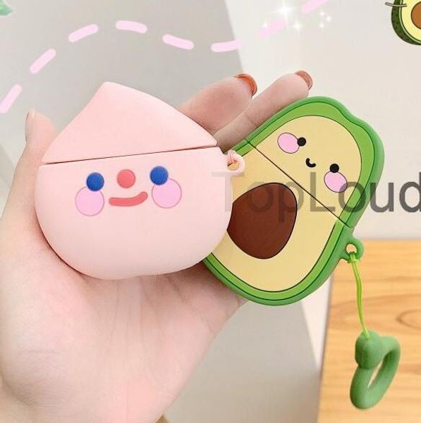 

3d cartoon earphone case for airpods case silicone avocado strawberry fruits cover for apple air pods 1 2 bluetooth earpods earbuds case