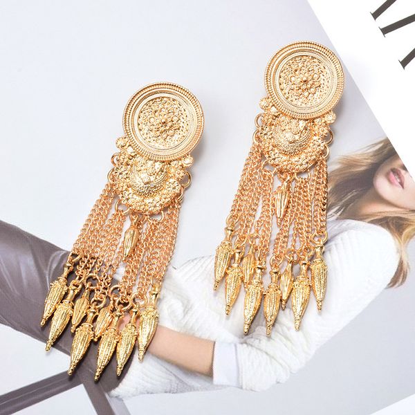 

za new long gold dangle drop earrings hang chain tassels fine jewelry accessories wholesale vintage pendientes bijoux for women, Silver