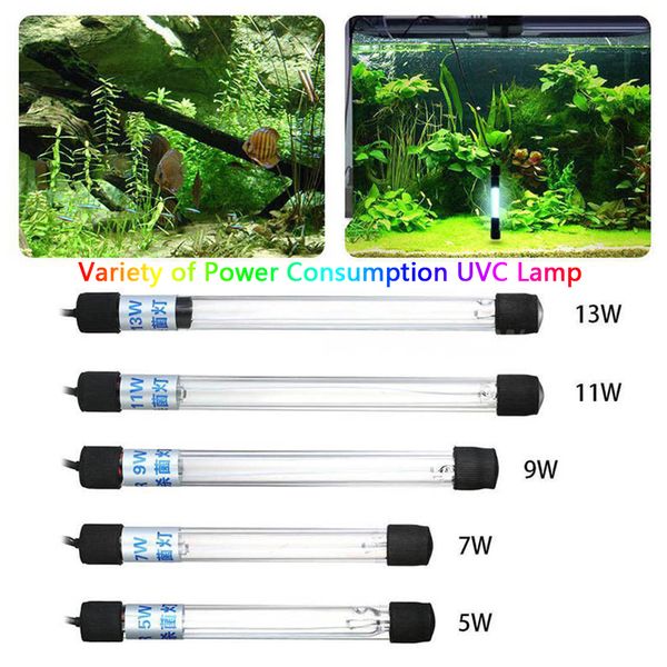 

5/7/9/11/13w fish tank bactericide disinfection water treatment purifier uvc lamp lights sterilizer uv lamp aquarium lighting
