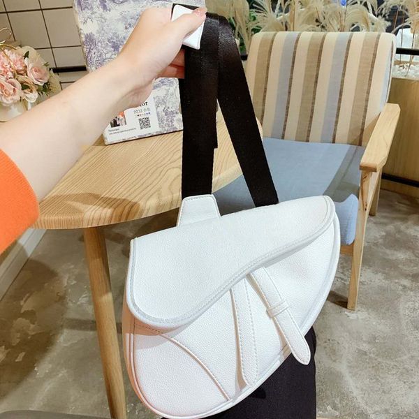 

fashion women designer chest pack purse genuine leather messenger bag letter waist pack saddle bags sold
