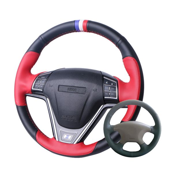 

diy leather hand-stitched black car steering wheel cover for elysee c-elysee xsara picasso
