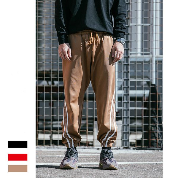 

spring casual small feets pants men's loose casual sweatpants straight solid color trousers, Black