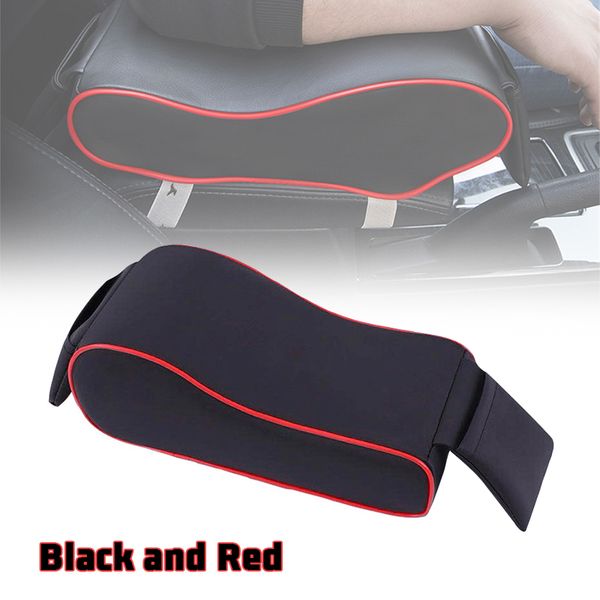

car leather center armrests pad heighten pad cushion storage bag portable black and red