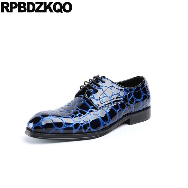 

snakeskin black patent leather oxfords formal european square toe italian italy wedding snake skin derby men blue dress shoes