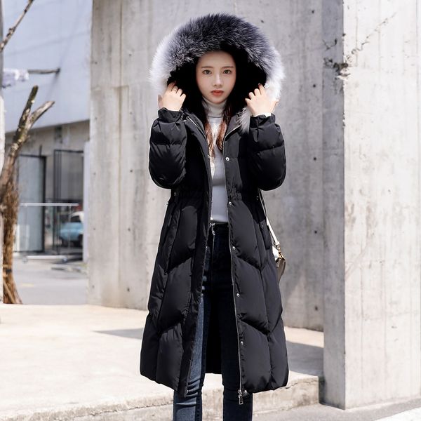 

women's down & parkas nana abrigos mujer invierno coat women winter long solid zipper hat wide-waisted thick full cotton, Black