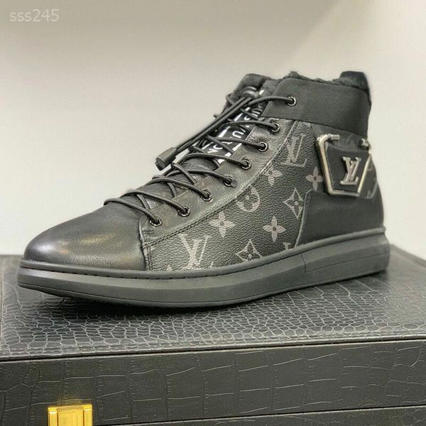 

new men's european station autumn and winter board shoes mid-casual shoe casual outdoor shoes for men sports shoes athletic sport shoe, Black