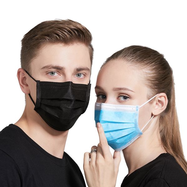 

disposable pleated face masks facial anti-dust facemask filter breathing protective mask elastic earloop nose wire 3 ply particle filtration