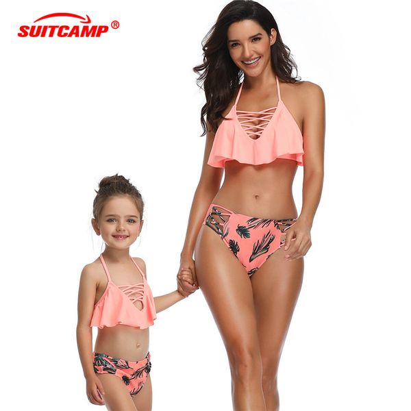 

kids swimwear girls bathing suit parent-child swimsuit fashion bikini flying edge mother and daughter swimsuit for women