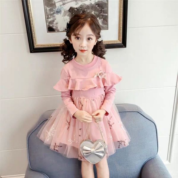 

baby girls dress autumn winter long sleeve ruffles lace princess tutu dresses for girls children wedding party elegant dresses, Red;yellow