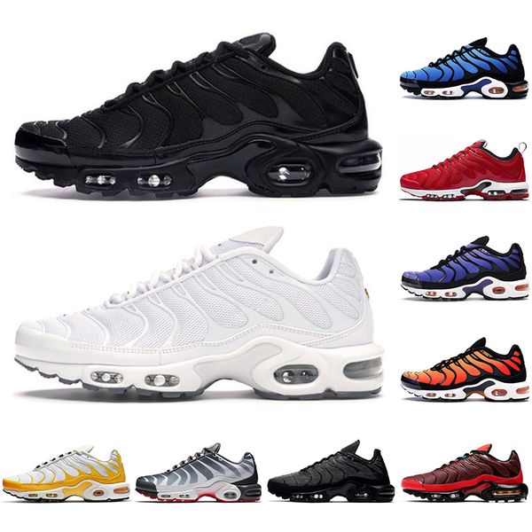 

nikÃ© Ã¡ir mÃ¡x tn plus running shoes for men triple black white hyper blue university red breathable sports sneaker mens trainer with socks
