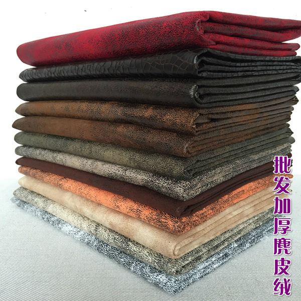 

quality suede sofa fabric thickening solid color upholstery soft flannelet fabric bags, Black;white