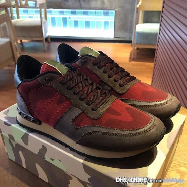 

2018 valentin garava red camouflage sneaker red shoes trainers with box