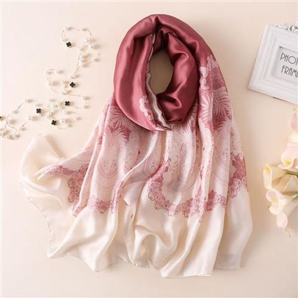 

2020 spring summer autumn new fashion european and american flowers stylish silk scarf women decorative shawl sunscreen beach towel, Blue;gray
