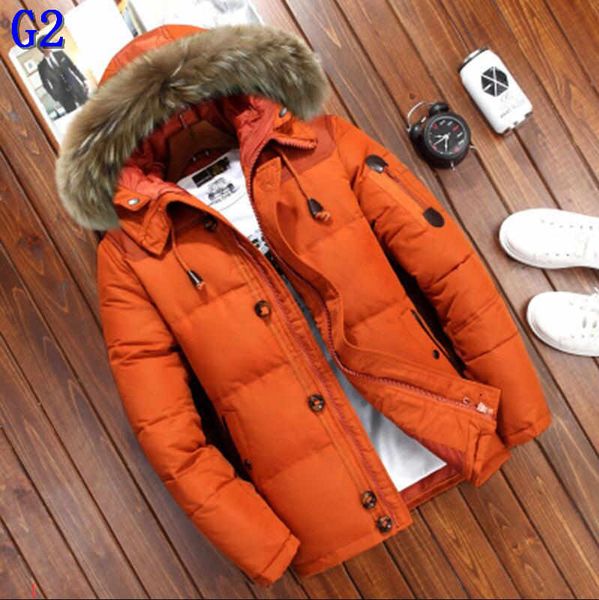

mens down jacket winter men short fur hood four color available duck down thick fur collar men outdoor winter warm coat  tideg2, Black