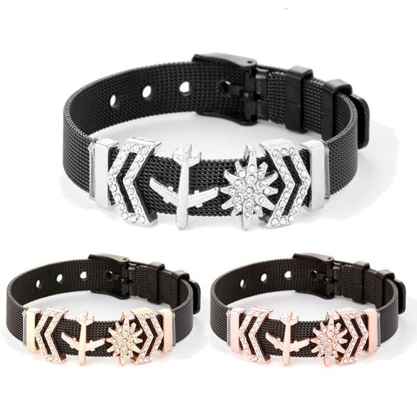 

black stainless steel reticular bracelet lovers bracelet, Golden;silver