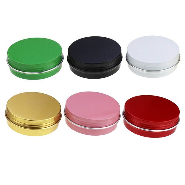 

2 oz 60ml 60g multi-colored round aluminum cans screw lid metal tins jars empty slip slide containers