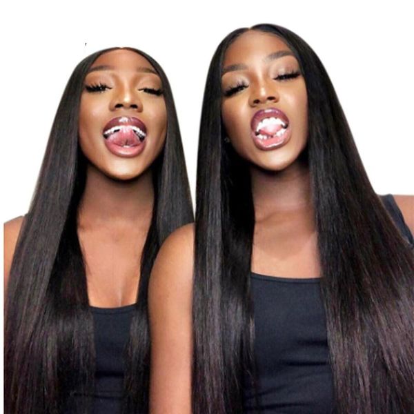 

brazilian straight 360 lace frontal human hair wig pre plucked with baby hair natural color bleached knots 250% density, Black;brown