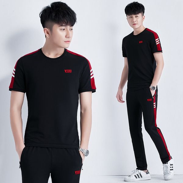 

the new leisure sport suit men's summer 2020 27225 summer wear short sleeve t-shirt handsome man popular, Gray