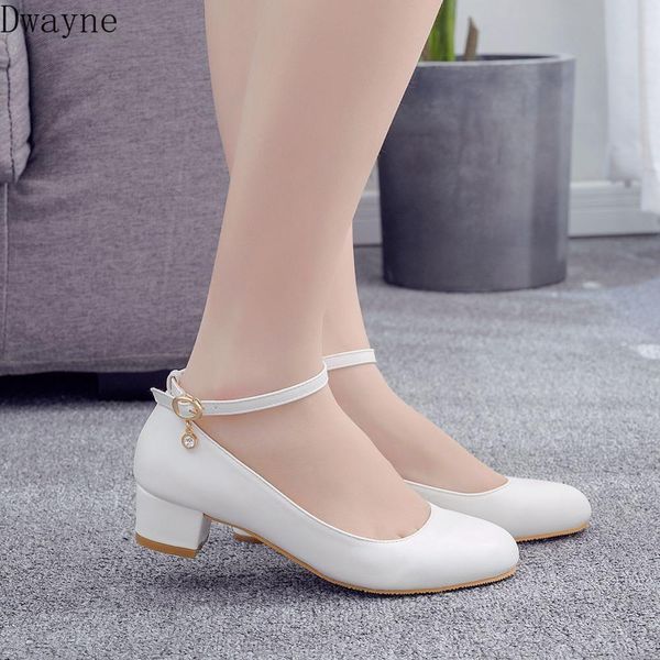 

3cm low-heel pumps square heel round head single shoes elegant white wedding shoes party high heels womens plus size 41,42, Black