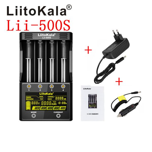 LiitoKala lii-500S LCD 3.7V 1.2V 18650 26650 21700 carregador de bateria com tela, testar o controle de toque capacidade da bateria
