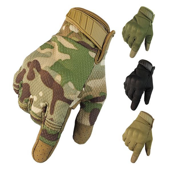 

1pair tactical hiking glove wear-resistant army glove outdoor shooting paintball hunting full finger touch screen, Black
