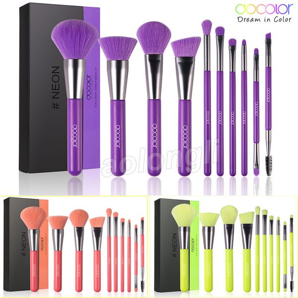 Make-up-Pinsel-Set Docolor Neon Peach Kabuki Make-up-Pinsel 10 Stück Concealer Foundation Blending Blush Eye Face Powder Kosmetikpinsel DHL