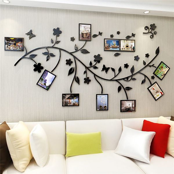 Rot Grün Schwarz 3D DIY Foto Ast PVC Wandtattoos/Klebstoff Familie Wandaufkleber Wandbild Kunst Wohnkultur Schlafzimmer Aufkleber Y200103