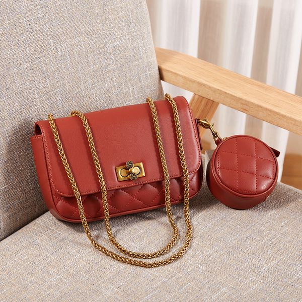 

women fashion diamond lattice leather handbag shoulder bag chain flap crossbody bag handbag set with coin for office daily