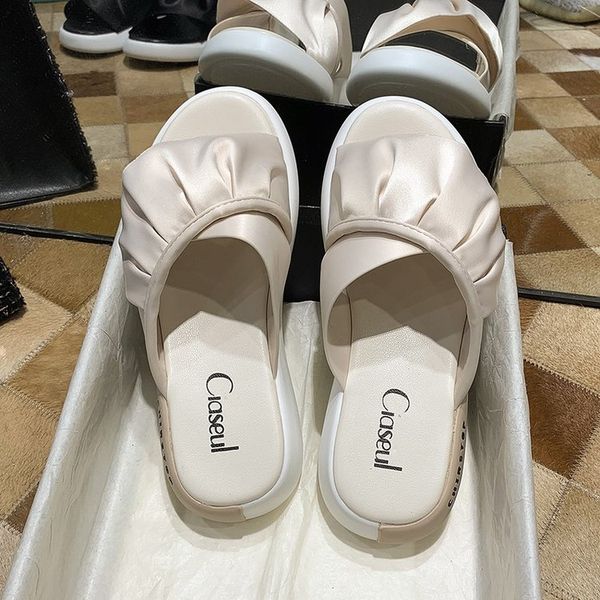 

slippers casual shoes slides slipers women peep toe platform med summer rubber 2020 flat cotton fabric pu floral rome, Black