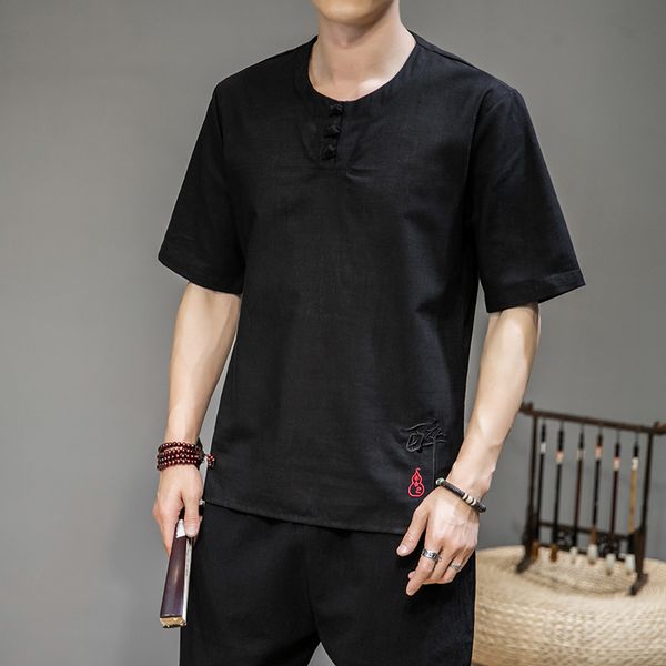 

men's casual shirts -5xl 2021 harajuku blouse summer style fashionable personality streetwear short sleeved linen xxxxxl, White;black