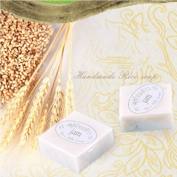 Sabonete de leite de arroz Thai Herbal Whitening Corpo Face Wash Soap Handmade Collagen