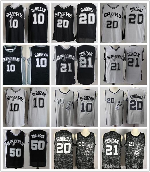 

2019 san antonios spurs 10 demar derozan 20 manu ginobili dennis rodman 21 tim nbaduncan david robinson basketball jerse, Black