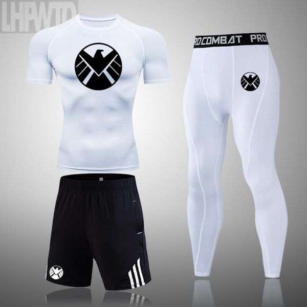 

3pcs/sets sports t-shirt men suits running shrits sports shorts jogging pants men sportswear suit playing soccer gym sets new, Black;blue