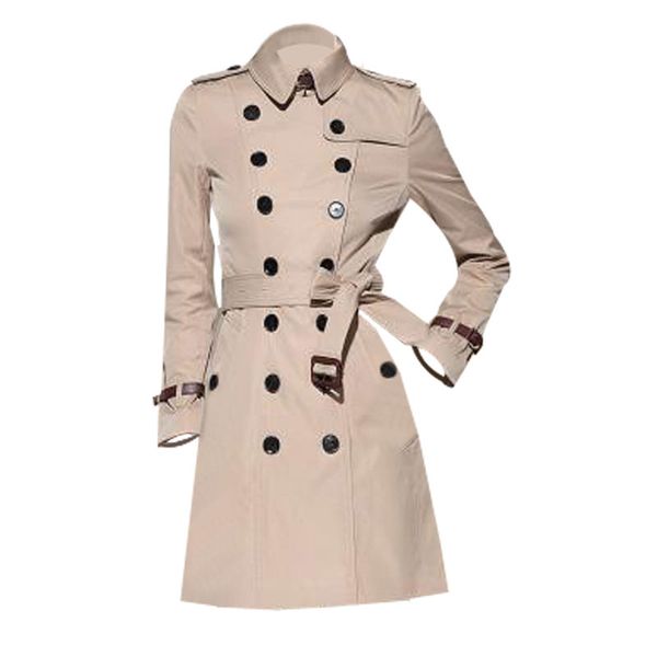 

women's trench coats double breasted long windbreaker belt waterproof british coat new high-end english style autumn winter solid color, Tan;black