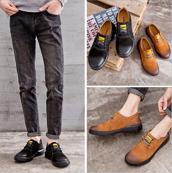 

cs684 plus size 46 genuine leather men shoes lace up business casual genuine leather shoes flats male sneaker zapatos de hombre, Black