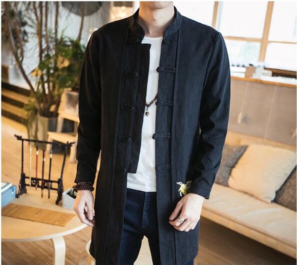 

traditional chinese winter coat men's cotton/linen long jacket, Red