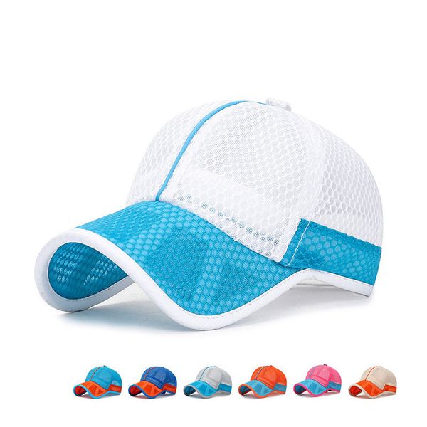 

summer hat children baseball cap kids boys girls adjustable breathable mesh caps outdoor sunscreen sun hat kids cap bone, Yellow