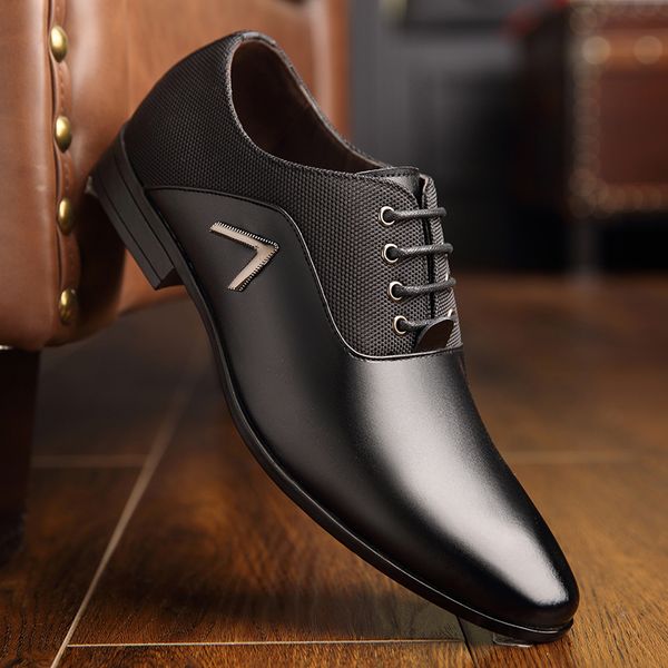 

osco men dress shoes men formal shoes leather luxury fashion wedding business casual oxford, Black