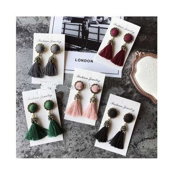 

fashion vintage earrings for women jewelry bright brick earrings flower long tassel drop earrings dangle, Silver