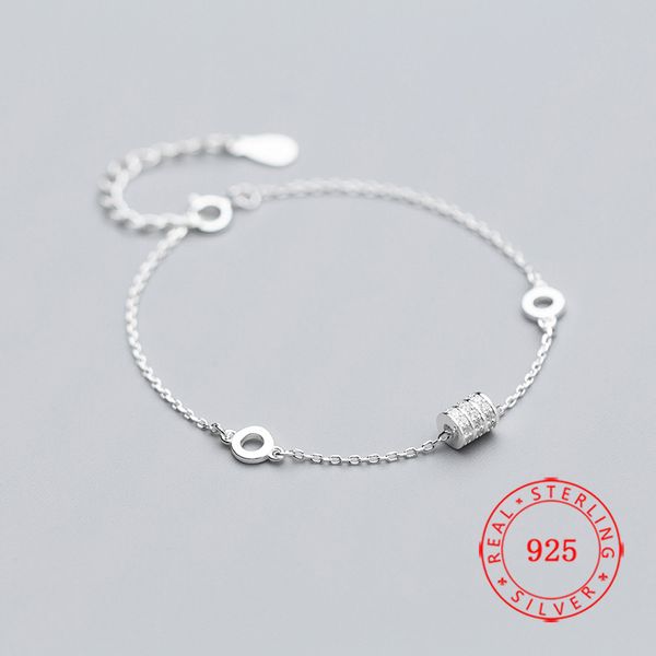 

new fashion bracelet genuine 925 sterling silver pave cz column charm bracelet with 5 mm circle anklet for women jewelry gift, Golden;silver