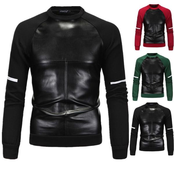 

2019 fashion pu leather cover men clothing multi colors coat fashion style printing mens sweatshirt with long sleeve, Black
