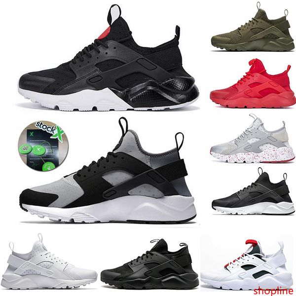 

2020 designer sneakers huarache 1.0 trainers triple black white oreo cool grey olive running shoes huraches 4.0 4s runner shoe with stock x