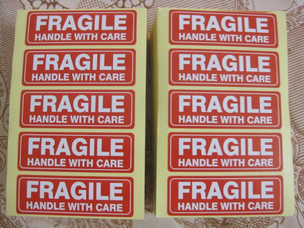 

4000pcs/lot 76x25mm FRAGILE HANDLE WITH CARE Self-adhesive Shipping Label Sticker for goods protection, Item No.SS16