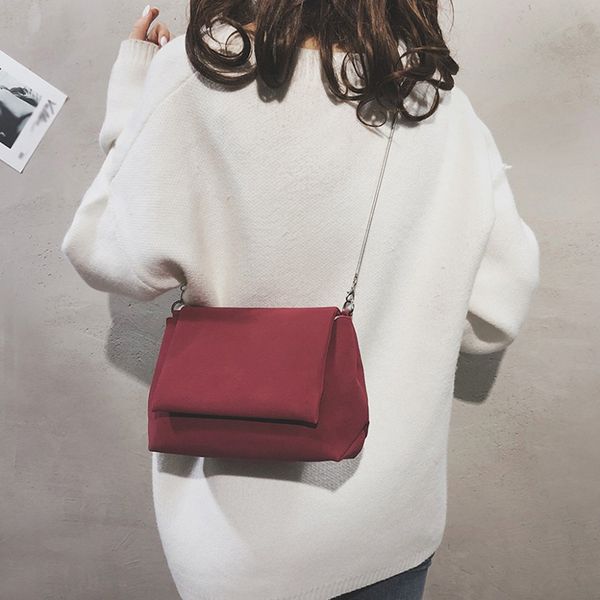 

simple chain messenger bag scrub retro solid color shoulder bags 2019 new fashion handbags women famous brands cross body bag a1