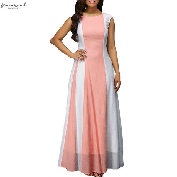 

summer dresses fashion womens color collision sleeveless chiffon plus size long dress sundress elegant vestidos clothes, Black;gray