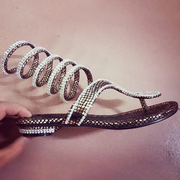 

women summer shoes sandals snake strap clip open toe crystal silver black women gladiator sandals boots ladies party shoes